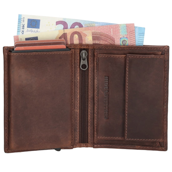 Kartenetui | Börse 11 x8,5cm in Dunkelbraun - leder-accessoires.com