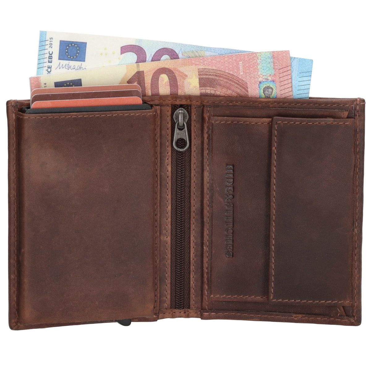 Kartenetui | Börse 11 x8,5cm in Dunkelbraun - leder-accessoires.com