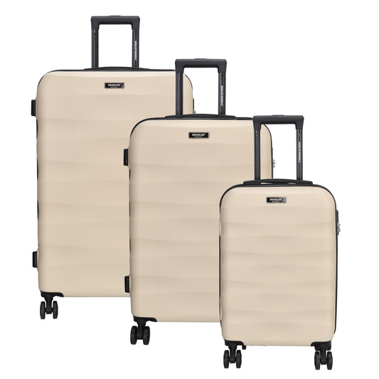 Hartschalen Kofferset in Beige 3-teilig aus ABS mit Rollen - leder-accessoires.com