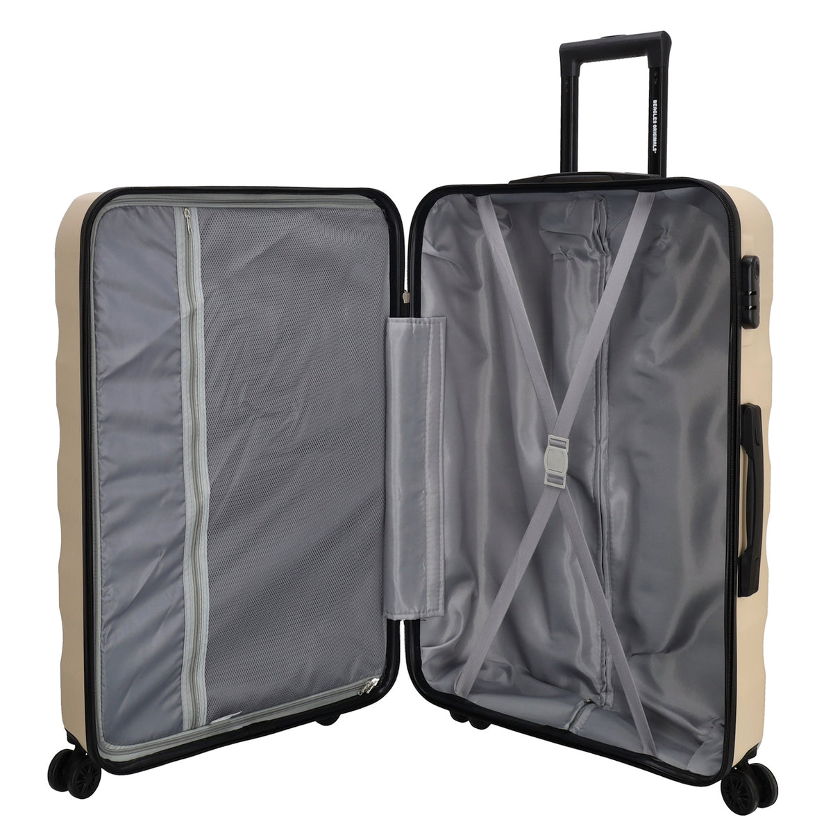 Hartschalen Kofferset in Beige 3-teilig aus ABS mit Rollen - leder-accessoires.com