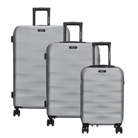 Hartschalen Kofferset in Silber 3-teilig aus ABS mit Schloss - leder-accessoires.com