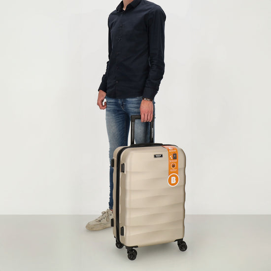 Reisetrolley 66cm in Champagner mit 4-Rad aus ABS - leder-accessoires.com