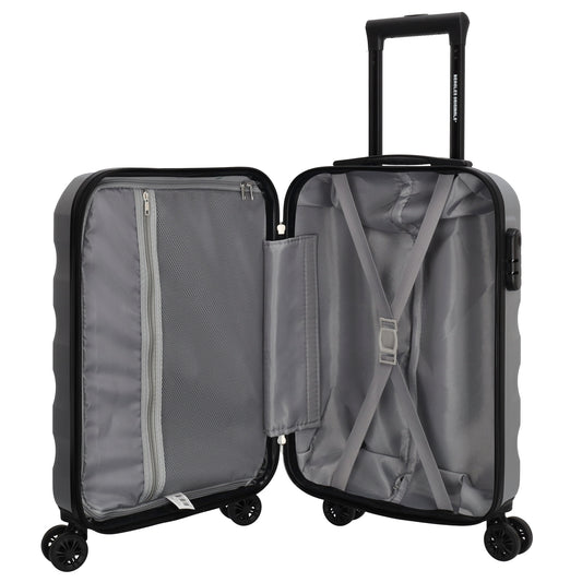 Reisetrolley|Handgepäck in Silber mit 4-Rad aus ABS - leder-accessoires.com