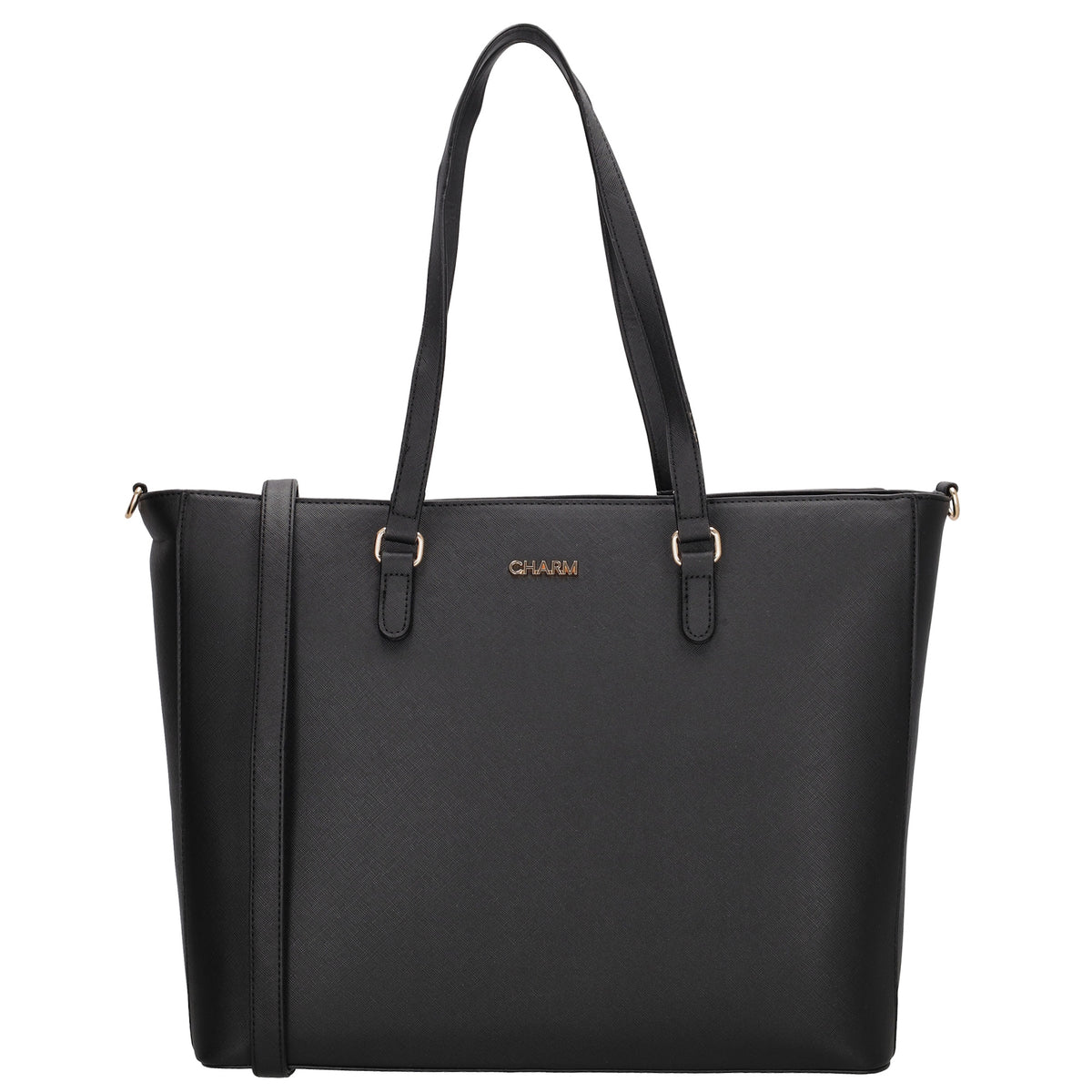 XXL Shopper 45x31cm in Schwarz mit Reißverschluss und Laptopfach - leder-accessoires.com