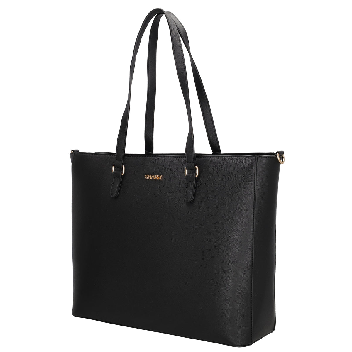 XXL Shopper 45x31cm in Schwarz mit Reißverschluss und Laptopfach - leder-accessoires.com