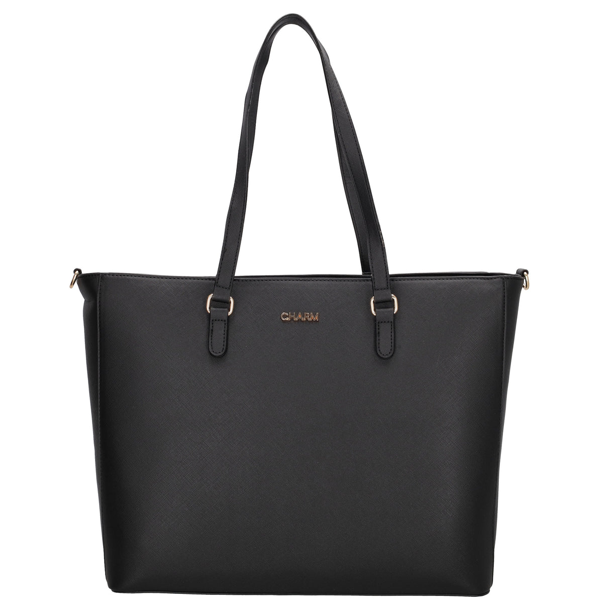 XXL Shopper 45x31cm in Schwarz mit Reißverschluss und Laptopfach - leder-accessoires.com