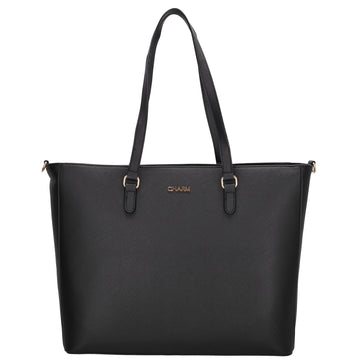 XXL Shopper 45x31cm in Schwarz mit Reißverschluss und Laptopfach - leder-accessoires.com