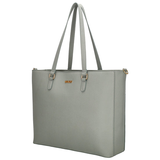 XXL Shopper 45x31cm in Hellgrau mit Reißverschluss und Laptopfach - leder-accessoires.com