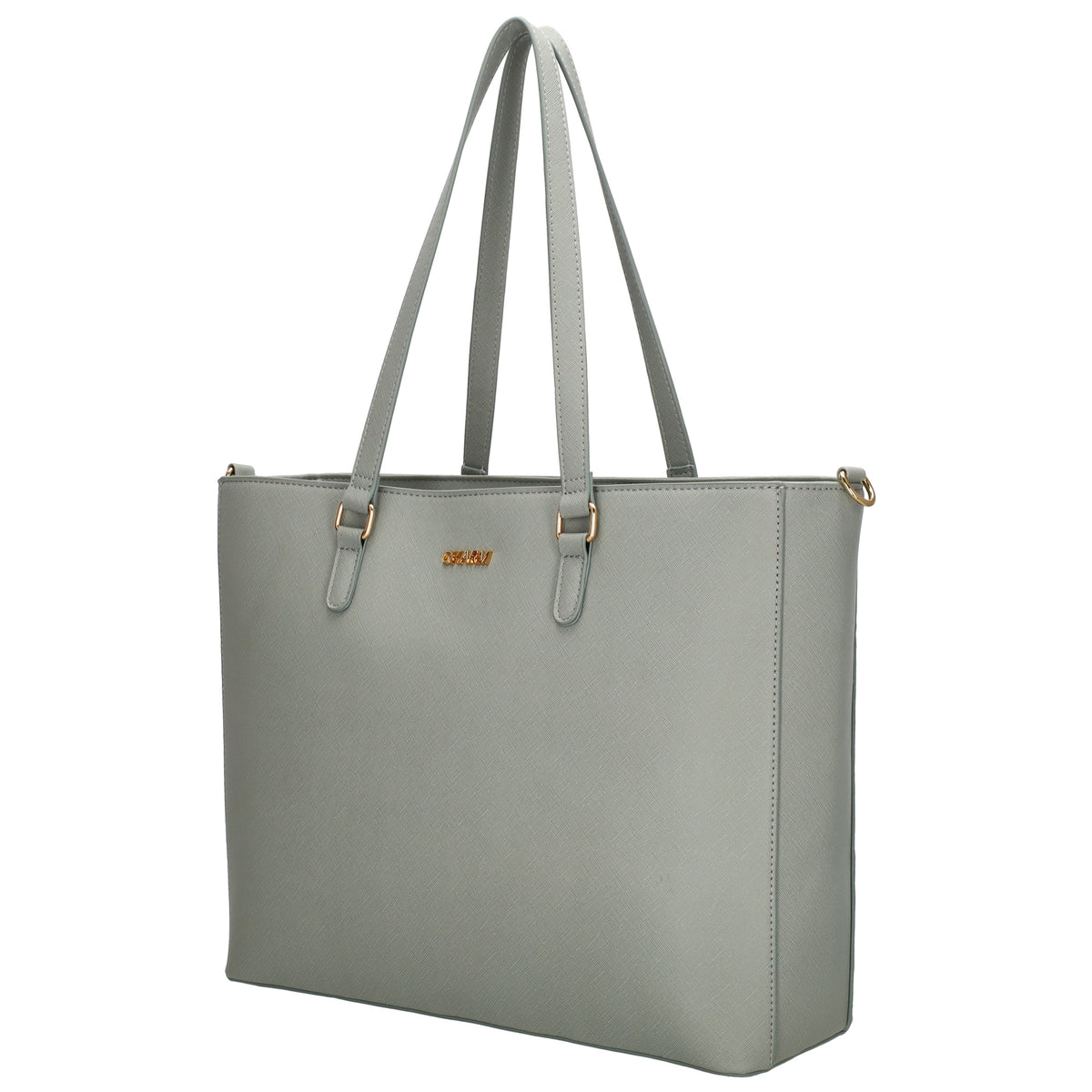 XXL Shopper 45x31cm in Hellgrau mit Reißverschluss und Laptopfach - leder-accessoires.com