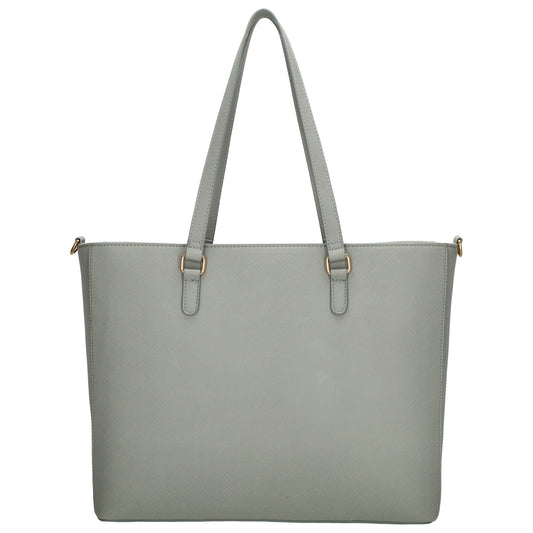 XXL Shopper 45x31cm in Hellgrau mit Reißverschluss und Laptopfach - leder-accessoires.com