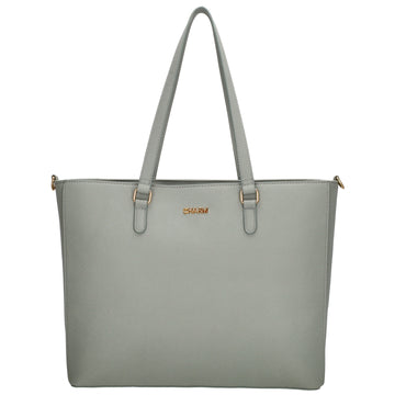XXL Shopper 45x31cm in Hellgrau mit Reißverschluss und Laptopfach - leder-accessoires.com