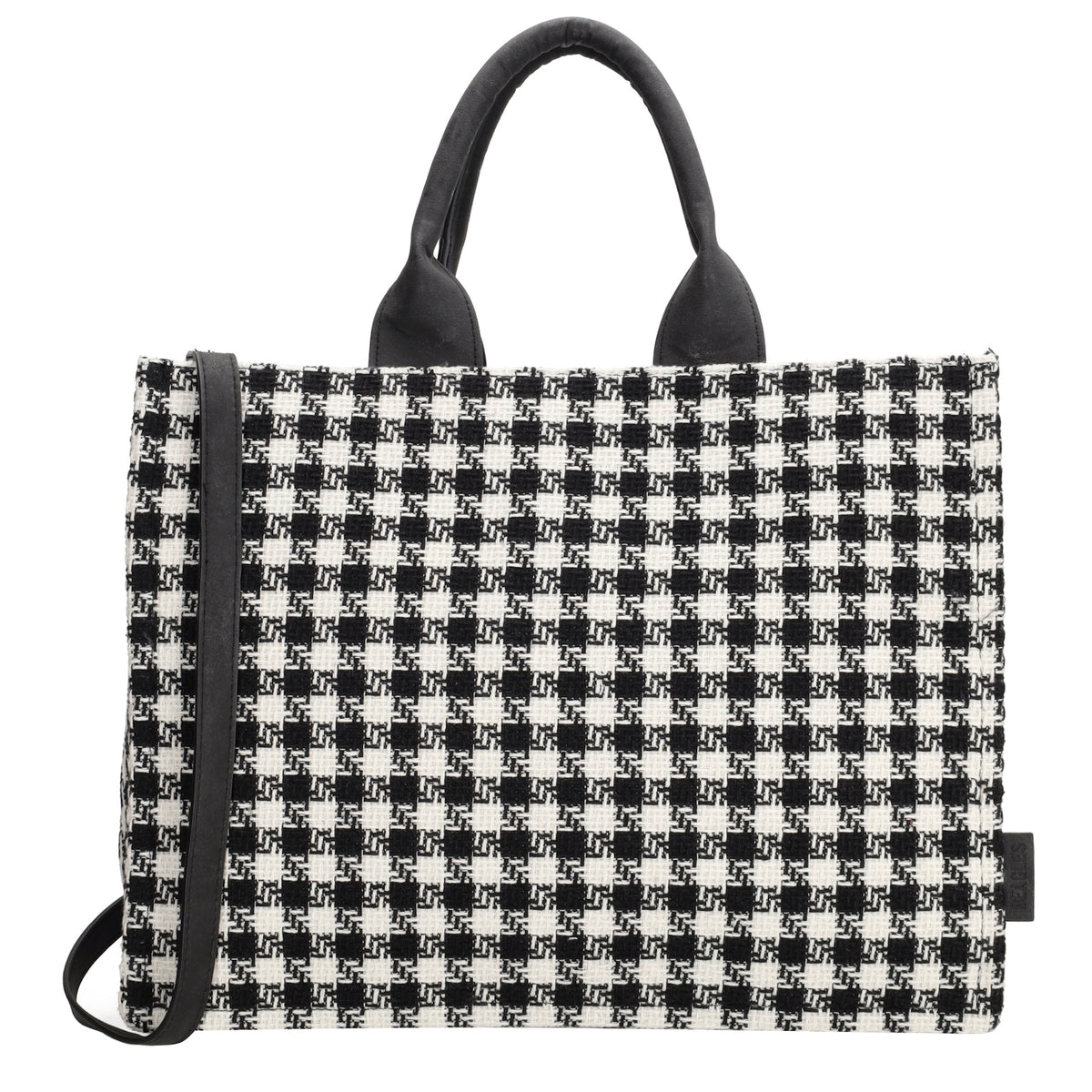 Shopper 41x32cm in Schwarz|Weiß im Pied-de-Poule-Look - leder-accessoires.com