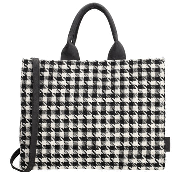Shopper 41x32cm in Schwarz|Weiß im Pied-de-Poule-Look - leder-accessoires.com