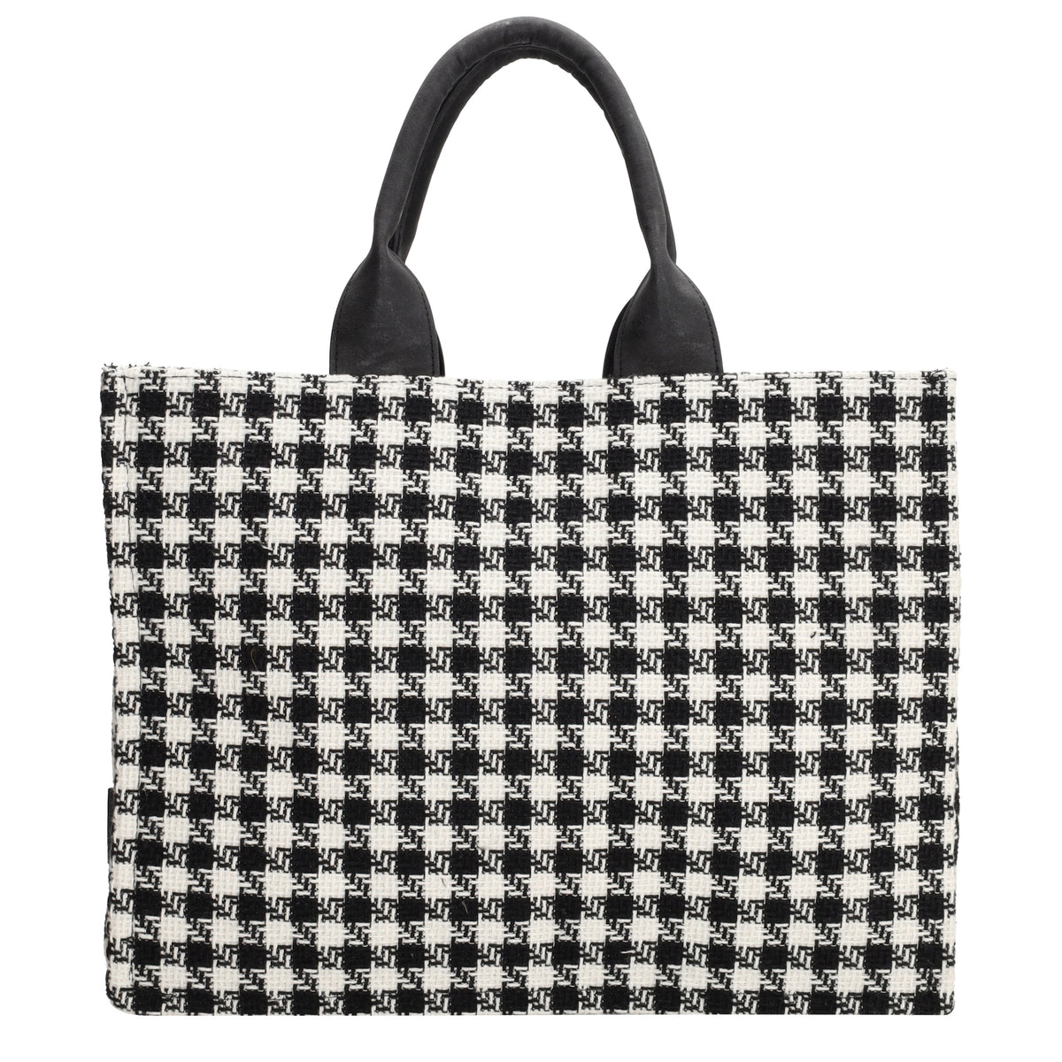 Shopper 41x32cm in Schwarz|Weiß im Pied-de-Poule-Look - leder-accessoires.com