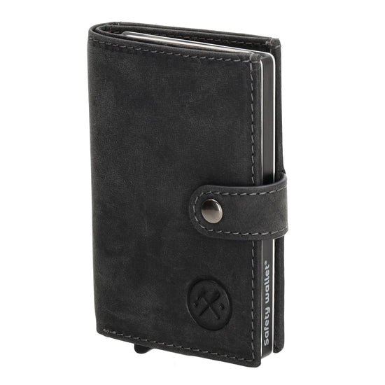 Safety Wallet 8x10cm Schwarz mit RFID Schutz kompakt - leder-accessoires.com