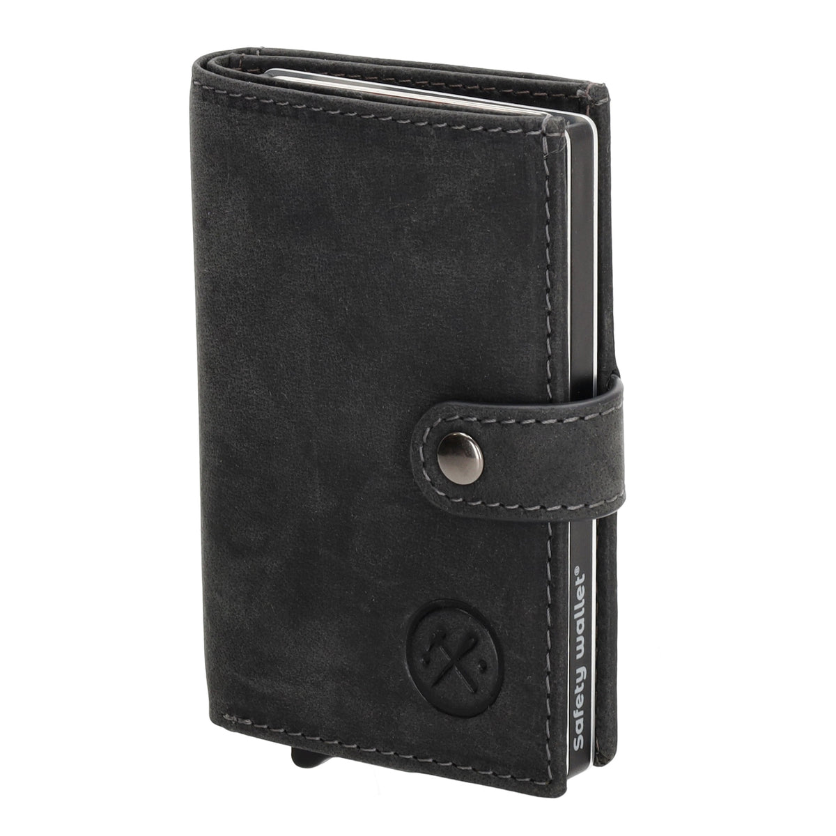 Safety Wallet 8x10cm Schwarz mit RFID Schutz kompakt - leder-accessoires.com