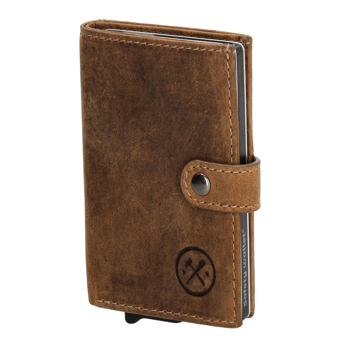 Safety Wallet 8x10cm Cognac kompakt mit RFID Schutz - leder-accessoires.com