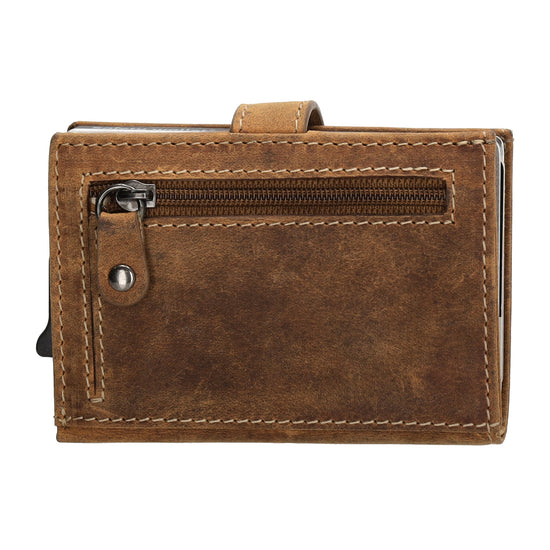 Safety Wallet 8x10cm Cognac kompakt mit RFID Schutz - leder-accessoires.com