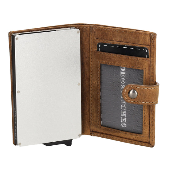 Safety Wallet 8x10cm Cognac kompakt mit RFID Schutz - leder-accessoires.com