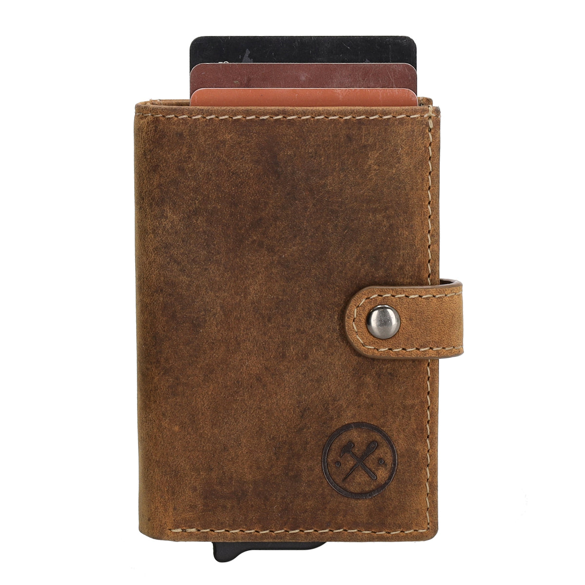 Safety Wallet 8x10cm Cognac kompakt mit RFID Schutz - leder-accessoires.com