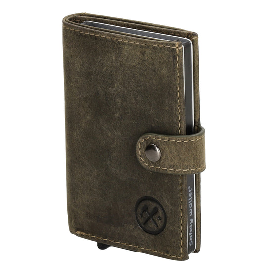 Kartenetui 8x10cm Olivgrün mit Scheinfach und Schutz - leder-accessoires.com