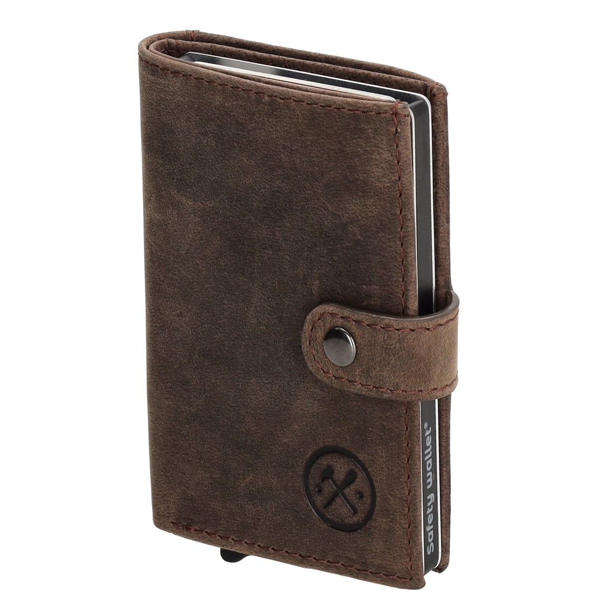 Safety Wallet 8x10cm Dunkelbraun mit RFID Schutz Leder - leder-accessoires.com