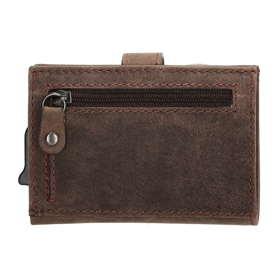Safety Wallet 8x10cm Dunkelbraun mit RFID Schutz Leder - leder-accessoires.com