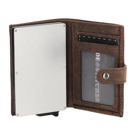 Safety Wallet 8x10cm Dunkelbraun mit RFID Schutz Leder - leder-accessoires.com