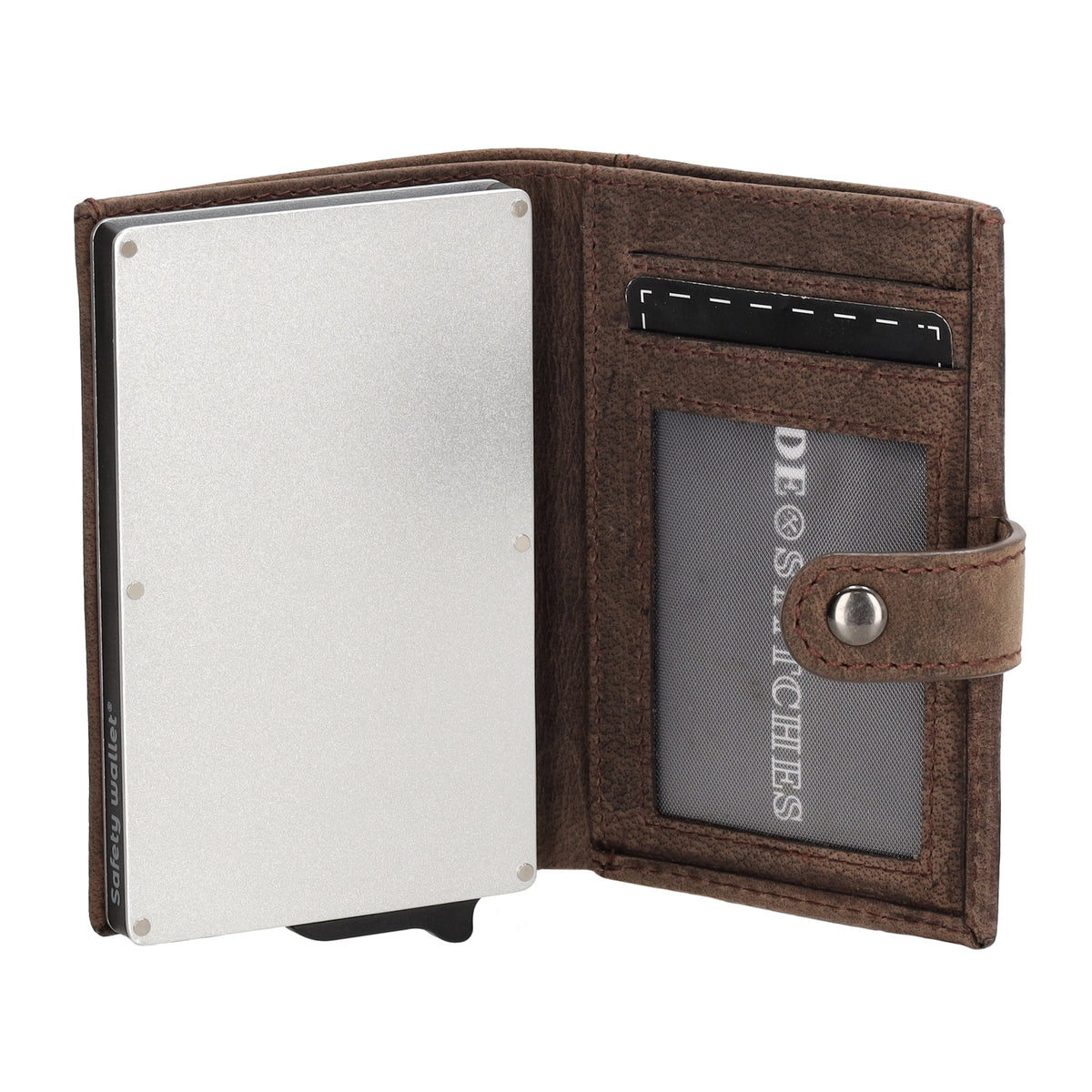 Safety Wallet 8x10cm Dunkelbraun mit RFID Schutz Leder - leder-accessoires.com