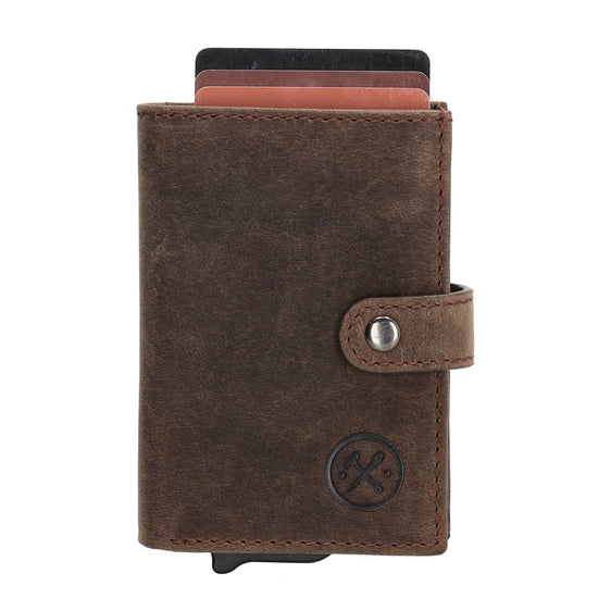 Safety Wallet 8x10cm Dunkelbraun mit RFID Schutz Leder - leder-accessoires.com