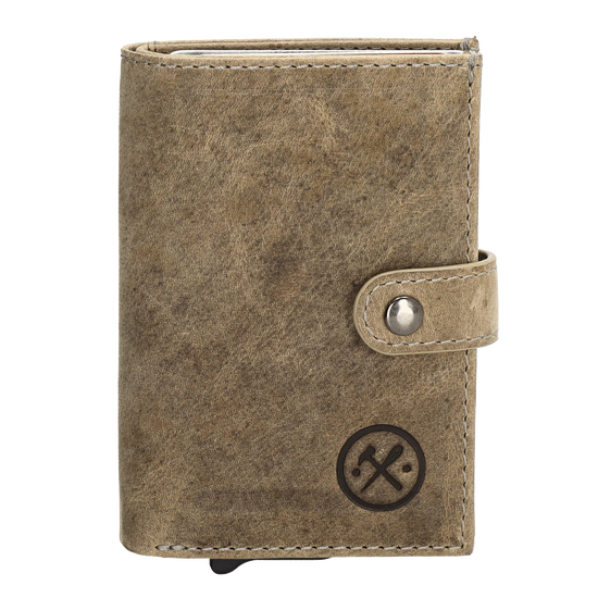 Safety Wallet 8x10cm Sand Slim Leder mit RFID Schutz - leder-accessoires.com
