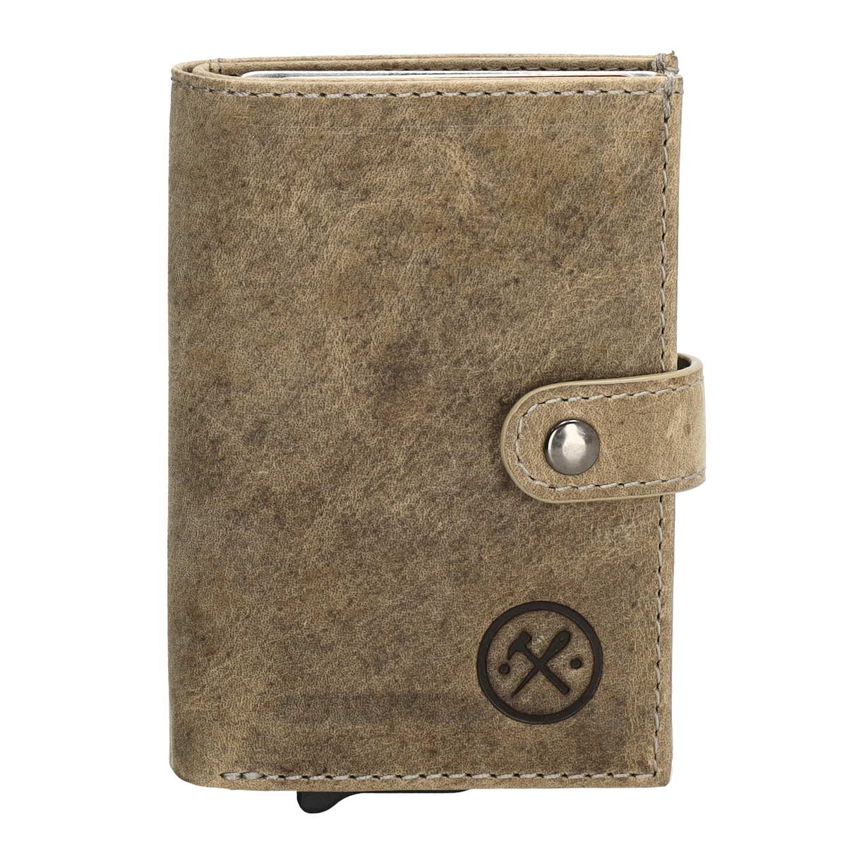 Safety Wallet 8x10cm Sand Slim Leder mit RFID Schutz - leder-accessoires.com