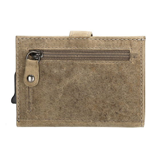 Safety Wallet 8x10cm Sand Slim Leder mit RFID Schutz - leder-accessoires.com