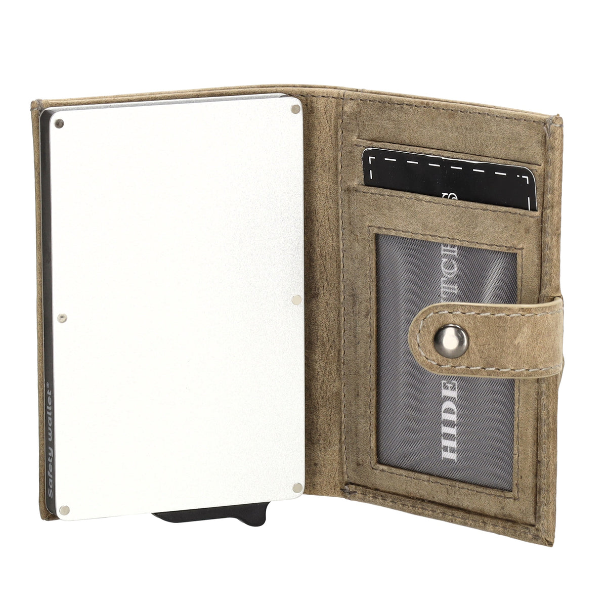 Safety Wallet 8x10cm Sand Slim Leder mit RFID Schutz - leder-accessoires.com