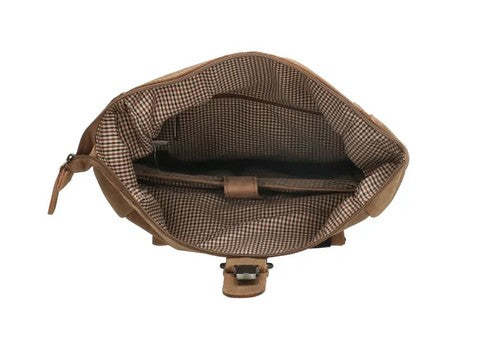 Rolltop Rucksack aus Leder in Cognac mit Steckschloss - leder-accessoires.com