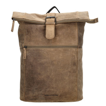 Rucksack|Rolltop 41 x 36cm in Beige aus Leder - leder-accessoires.com