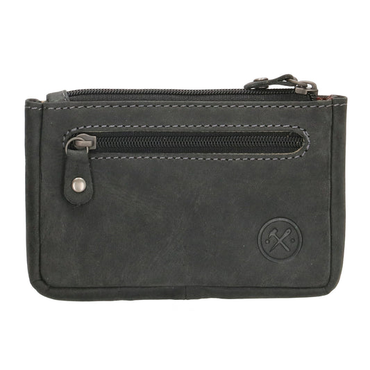 Schlüsseletui 11,5x7,5cm in Schwarz aus Leder mit Reißverschluss - leder-accessoires.com