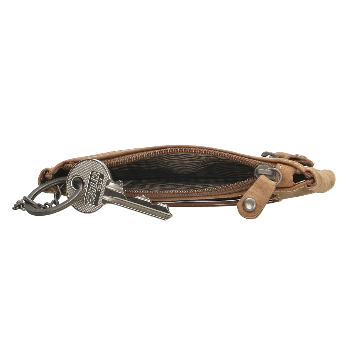 Schlüsseletui 11,5x7,5cm in Braun aus Leder mit Reißverschluss - leder-accessoires.com