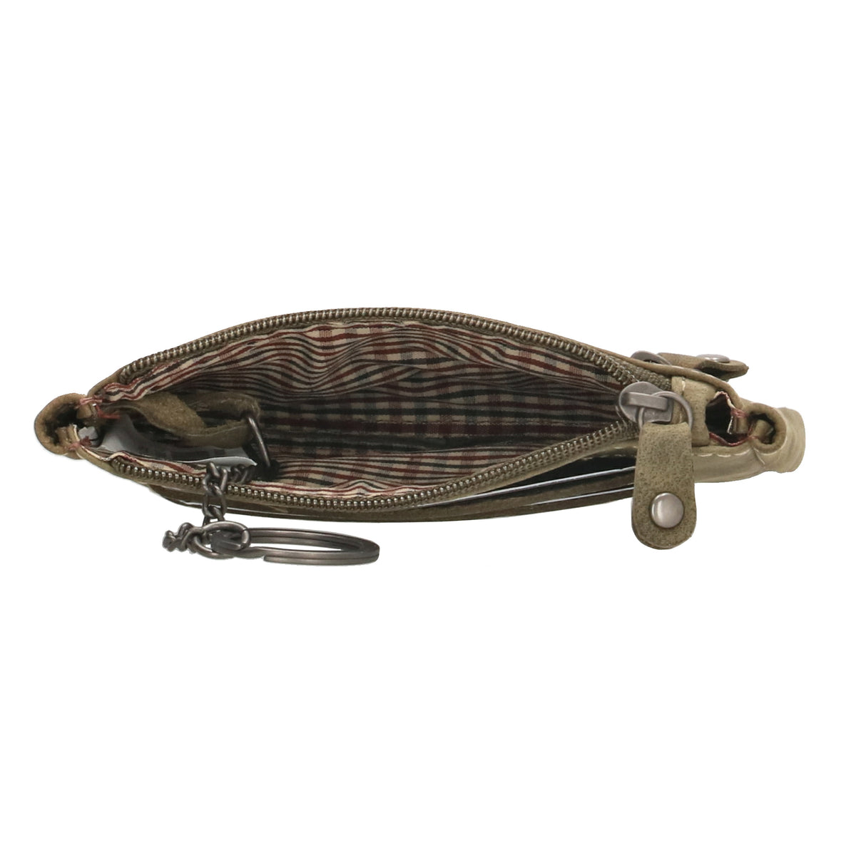 Schlüsseletui 11,5x7,5cm in Olive aus Leder mit Reißverschluss - leder-accessoires.com
