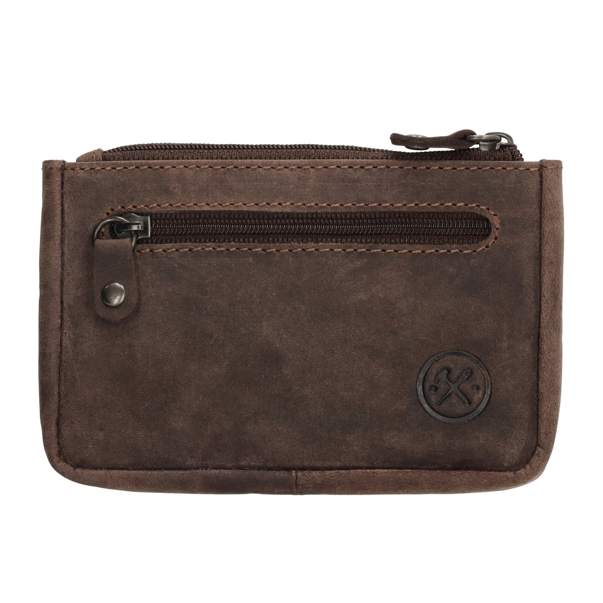 Schlüsseletui 11,5x7,5cm in Braun aus Leder mit Reißverschluss - leder-accessoires.com