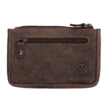Schlüsseletui 11,5x7,5cm in Braun aus Leder mit Reißverschluss - leder-accessoires.com