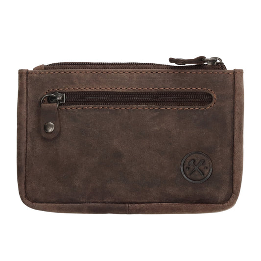 Schlüsseletui 11,5x7,5cm in Braun aus Leder mit Reißverschluss - leder-accessoires.com