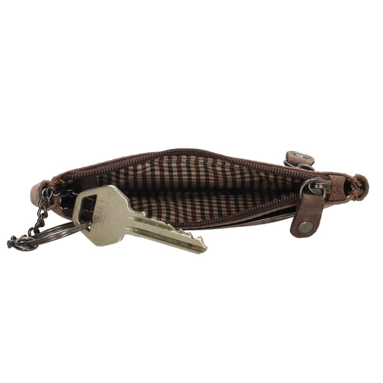 Schlüsseletui 11,5x7,5cm in Braun aus Leder mit Reißverschluss - leder-accessoires.com