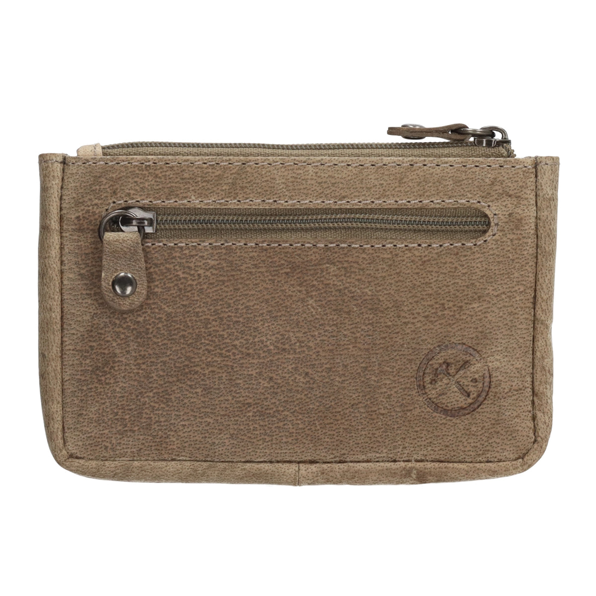 Schlüsseletui 11,5x7,5cm in Beige aus Leder mit Reißverschluss - leder-accessoires.com