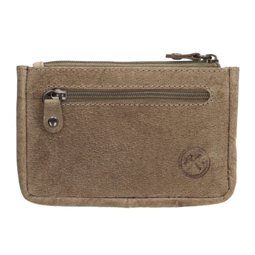 Schlüsseletui 11,5x7,5cm in Beige aus Leder mit Reißverschluss - leder-accessoires.com
