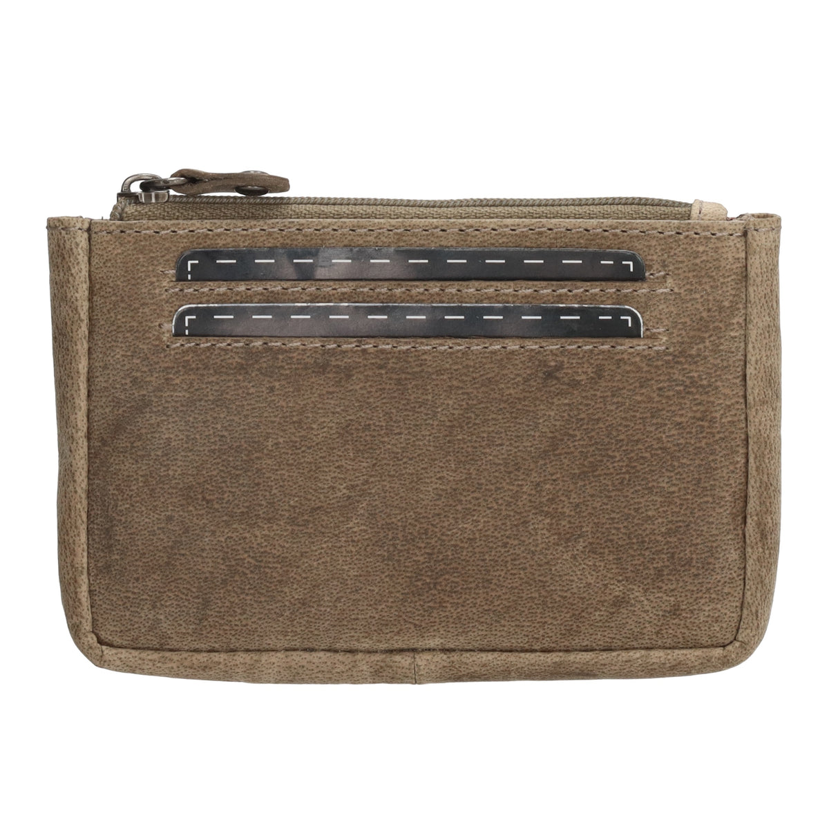 Schlüsseletui 11,5x7,5cm in Beige aus Leder mit Reißverschluss - leder-accessoires.com