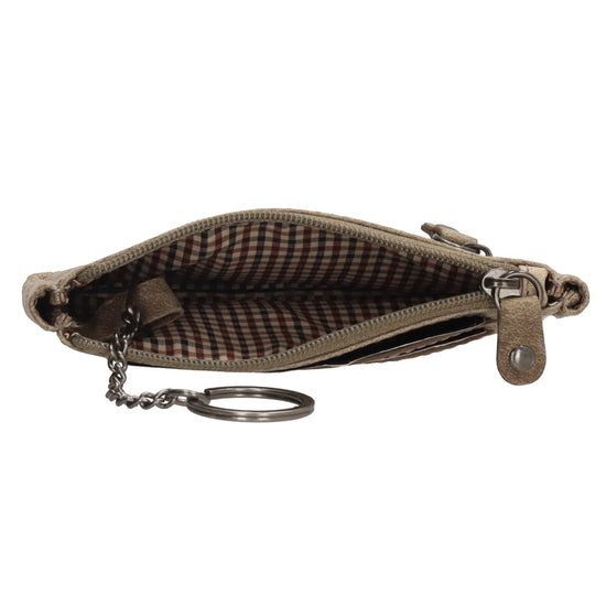 Schlüsseletui 11,5x7,5cm in Beige aus Leder mit Reißverschluss - leder-accessoires.com