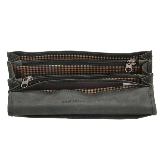 Lederbörse|Handyfähig 15,5x9cm in Schwarz mit Überschlag und RFID-Schutz - leder-accessoires.com