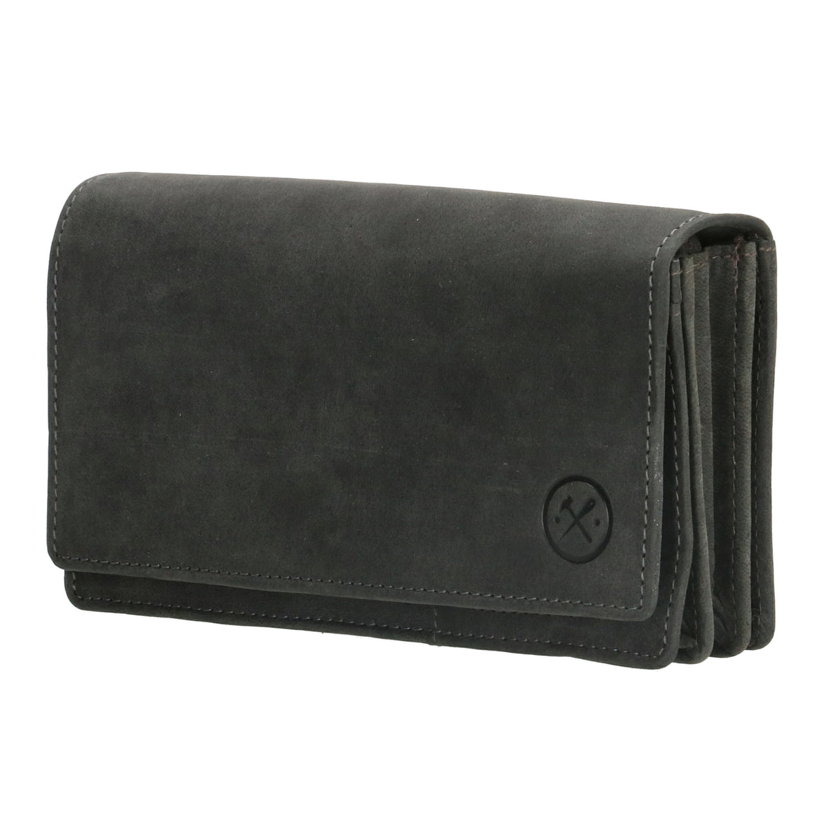 Lederbörse|Handyfähig 15,5x9cm in Schwarz mit Überschlag und RFID-Schutz - leder-accessoires.com