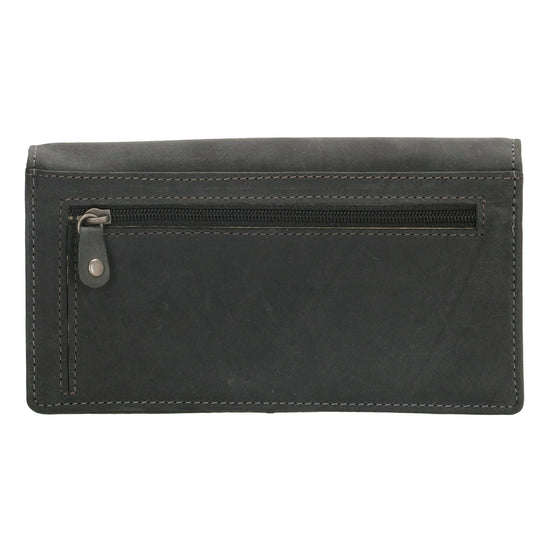 Lederbörse|Handyfähig 15,5x9cm in Schwarz mit Überschlag und RFID-Schutz - leder-accessoires.com